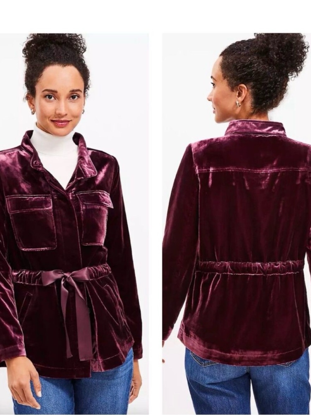 Loft NWT Velvet Utility Jacket in Rich Burgundy size XL